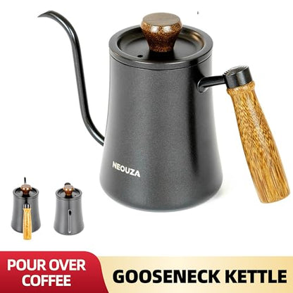 NEOUZA 500ml Gooseneck Kettle, 304 Stainless Steel Stovetop Safe Kettle for Pour Over Coffee and Tea, Precision Spout & Wooden Handle - color: Classic (No Thermometer)