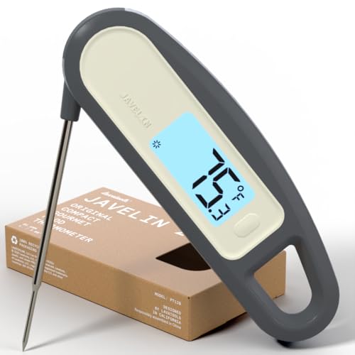 Lavatools PT12B Javelin 2 Ultra Fast Digital Instant Read Meat Thermometer for Grill and Cooking, 3" Probe, Compact Foldable Design, 1.5" Backlight Display, Water Resistant-Sesame - color: Sesame