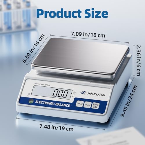 Digital Lab Scale 3000g Gram Scale 0.01g Accuracy Electronic Precision Scale Scientific Analytical Balance Scale Jewelry Scale for Gold Diamond Powder Kitchen, with 500g Weight Backlit LCD - style: 3000gx0.01g
