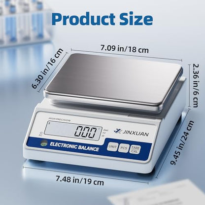 Digital Lab Scale 0.01g Accuracy 5000g Analytical Balance Scale Precision Scale for Weighing Gold Silver Jewelry Diamond Powder Grain Food, Electronic Gram Scale with 500g Weight, LCD Display, 7units - style: 5000gx0.01g
