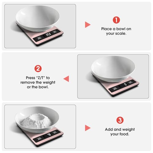 Food Scale, 11lb Digital Kitchen Scale Weight Grams and Ounces for Baking, Cooking and Meal Prep, 1g / 0.1oz Precise Graduation with 6 Units and Tare Function, LCD Display & Stainless Steel