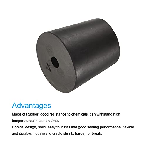 MECCANIXITY Rubber Tapered Plug 20mm to 26mm with Hole Test Tubes Bungs Stopper Black for Lab Home 5 Pieces - size: 20mm - 26mm