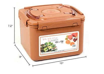e-jen Premium Kimchi, Sauerkraut Container Probiotic Fermentation with Inner Vacuum Lid (Earthenware Brown, 1.9 gal/ 7.4L) - color: Earthenware Brown, size: 1.9 gal