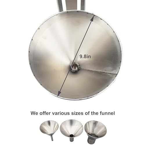 TECHTONGDA Stainless Steel Funnel Food Grade Kitchen Feeding Hopper with Support Stand and Lifting Platform for Powder, Paste, Liquid, Granule Manual Filling Package Bottom Diameter 2.3 Inch