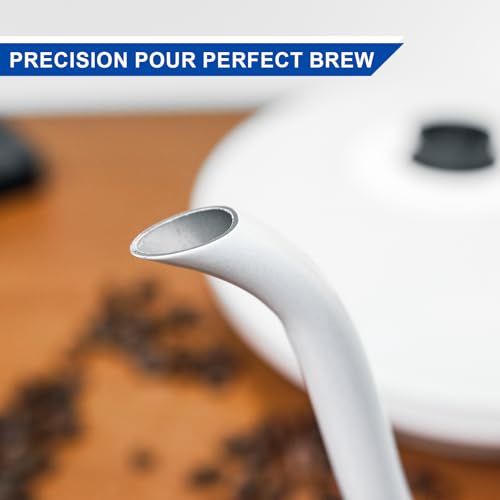 Bonavita Cosmopolitan 1.0L Gooseneck Electric Kettle, Stainless Steel Water Boiler for Coffee Brew and Tea Precise Pour Control, 6 Preset Temps, Glass Touch Panel, 1200W Fast Boil, White - color: White
