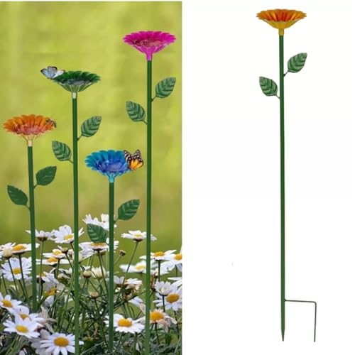 Bee Watering Station - Metal Bee Bath for Garden Water Feeder with Flower Design, Colorful Butterfly Bee Bath Bowl for Outdoor Garden Yard Decor (Yellow) - color: Yellow