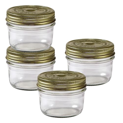 Le Parfait Familia Wiss 7oz (200ml) Wide Mouth Glass Canning Jars – 4PK Made in France, Airtight 2-Piece Lid, Reusable Zero Waste & Eco-Friendly for Kitchen Storage, Meal Prep & Baking - color: 07oz (Set/4)