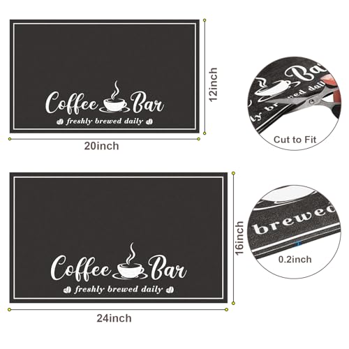CooRug Absorbent Coffee Mat, Fashion Dish Drying Mat for Kitchen Counter Coffee Bar Accessories Espresso Machine Dish Rack 16" x 24" Black - size: 16" x 24"