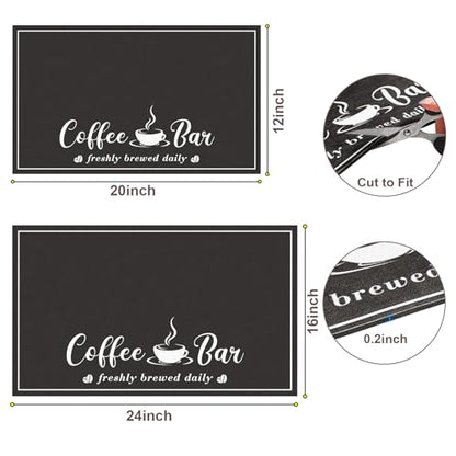 CooRug Absorbent Coffee Mat, Fashion Dish Drying Mat for Kitchen Counter Coffee Bar Accessories Espresso Machine Dish Rack 12" x 20" Black - size: 12" x 20"