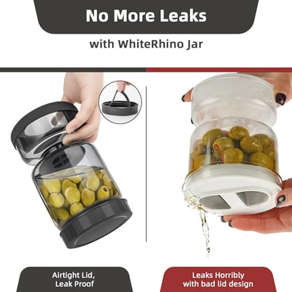 WhiteRhino Pickle Jar with Strainer Flip,34oz Pickle Container with Double Leak Proof ,Glass Pickle Juice Separator Jar Flip Pickle and Olive Hourglass Jar Pickle Flip Jar for Capers,Jalapeno,Gherkins - color: 34oz Smoky Grey Pickle jar