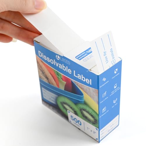 L LIKED 500 Stickers Use by 1 x 2 Inch Blue Dissolvable Food Storage Labels for Containers - color: Blue