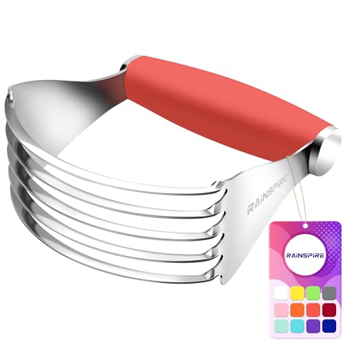 Rainspire XL Pastry Cutter For Baking, Heavy Duty Pastry Blender Stainless Steel, Thick Sharp Blades Dough Blender, Dough Cutter Butter Cutter Pastry for Easy Mixing, Dishwasher Safe, Coral - color: Coral