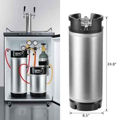 New 5 Gallon Keg Corny Keg, Stainless Steel Cornelius Keg with Ball Lock Keg Fittings, 5 Gallon Beer Keg with Dual Rubber Handle, Ball Lock Keg for Home Brewing