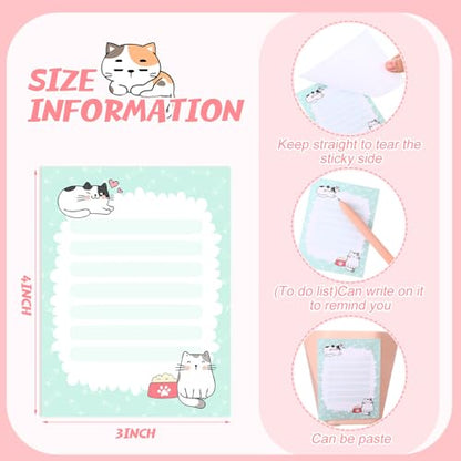 Chiisong 12 Pieces Cats Sticky Notes Cute Cat Gift Self Stick Notepads 3x4 Inch Kawaii Memo Notes for Animal Lover Cartoon Animal to Do List for Office Home Supplies Roommates Gift - style: Cat Style