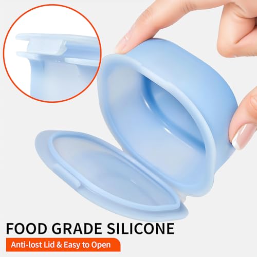 Silicone Cheese Container for Refrigerator, Blue Sliced Cheese Container Holder Cheese Storage Keeper for fridge, Snack Food Storage Container Box, 7oz Bowl with Lid Stackable Dishwash-safe