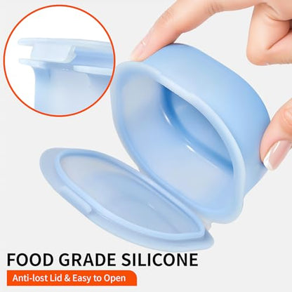 Silicone Cheese Container for Refrigerator, Blue Sliced Cheese Container Holder Cheese Storage Keeper for fridge, Snack Food Storage Container Box, 7oz Bowl with Lid Stackable Dishwash-safe