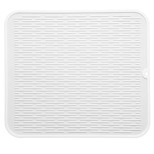 MicoYang Silicone Dish Drying Mat for Multiple Usage,Easy clean,Eco-friendly,Heat-resistant Silicone Mat for Kitchen Counter or Sink,Refrigerator or Drawer Liner White 2XL 24 inches x 18 inches - color: White, size: 24"L x 18"W