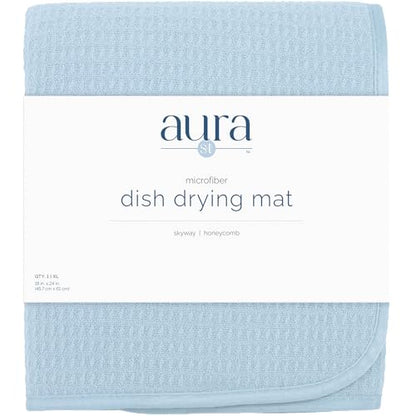S&T INC. Dish Drying Mat, 18" x 24", XL, Sky Blue | Absorbent Microfiber, Extra Large Kitchen Counter Mat for Dishes, Utensils, Pots and Pans, Machine Washable - size: 18" x 24"