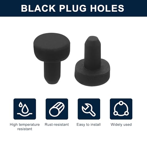 uxcell 32 Pieces Black Rubber Stopper, 2.7mm Plug Holes for 2-2.5mm/0.08-0.1" Hole - size: 2-2.5 mm