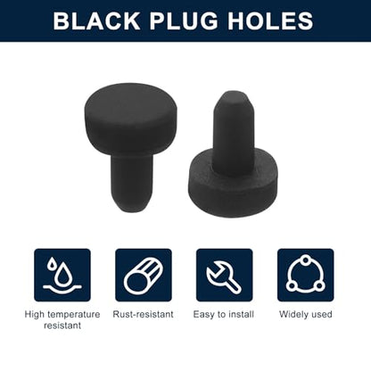 uxcell 32 Pieces Black Rubber Stopper, 2.7mm Plug Holes for 2-2.5mm/0.08-0.1" Hole - size: 2-2.5 mm