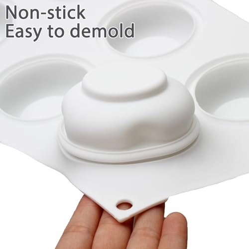 Silicone Round Shape Baking Molds, 6-Cavity Round Mousse Molds for Pastry, French Dessert, Chocolate, Cake, Mousse - color: White-R0191