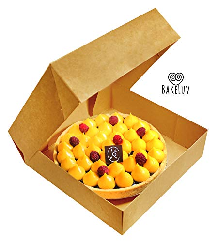 BAKELUV Pie Boxes 10x10x2.5 Inch | Brown / 50 pcs/Auto-Popup | Bakery/Pastry/Treats/Cookies/Cheesecake/Cake/Muffins/Donuts - color: Brown, size: 50