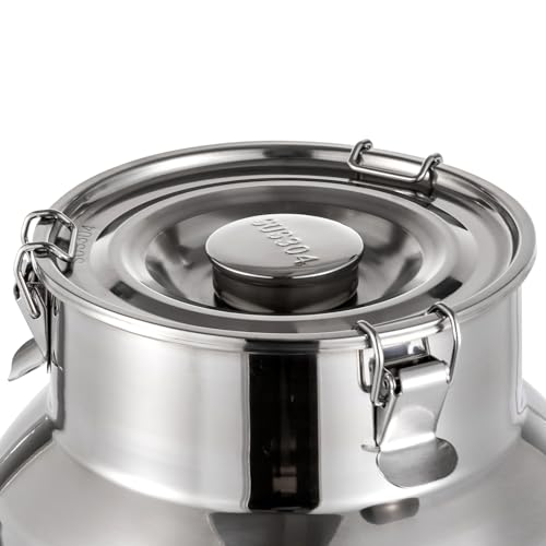 15L/4gal Milk Can with Spigot - 304 Stainless Steel Water Dispenser Food Storage Container for Liquid & Dry Goods, Wine Pail Bucket Metal Tote Jug for Kitchen, Farm - size: 15L/4gal