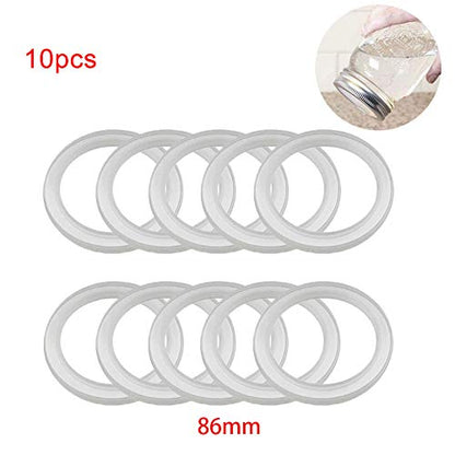 Silicone Jar Gaskets Leak Proof and Airtight 10 Pack for 70mm and 86mm Can Lids White (86mm) - size: 86mm