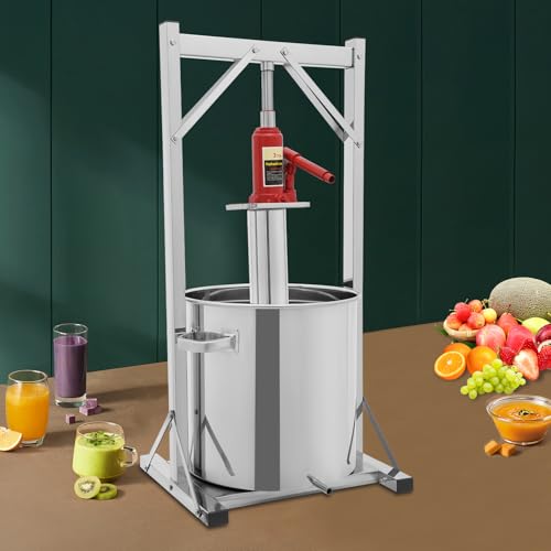 36L/9.5Gal Fruit Wine Press, Stainless Steel Hydraulic Jack Press Extractor Manual Press Machine with Hydraulic Jack and Press Frame Cheese Press Grape Cider Wine Making Equipment for Home Restaurants - size: 36L