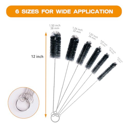 Brush Family Straw Cleaner Brush Set,6 Piece 12" Long Pipe Tube Bottle Brushes for Cleaning Narrow Neck Bottles,Coffee Maker,Glass Cups - size: 12 inch large diameters set (6pcs)