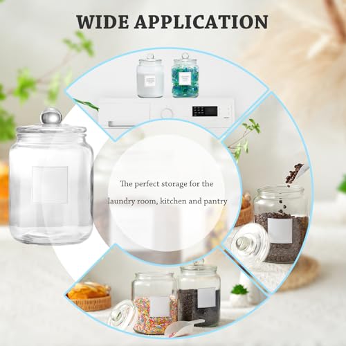 FyndraX Laundry Pods Glass Jars - Half Gallon Airtight Containers with Scoop and Labels for Organization and Storage Laundry Room Detergents Powder, Scent Booster Beads Holder, Set of 2 - color: 2 Pack