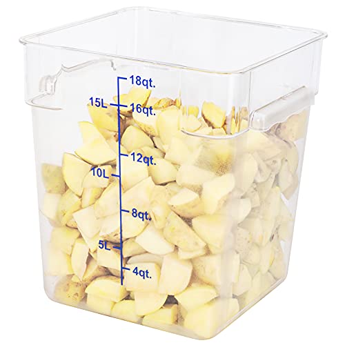 Restaurantware Met Lux 18 Quart Brine Buckets 10 Square Marinating Containers - With Volume Markers Built-In Handles Clear And Blue Plastic Dough Rising Buckets Freezer-Safe Lids Sold Separately - size: 18 Quarts, style: 10 Count
