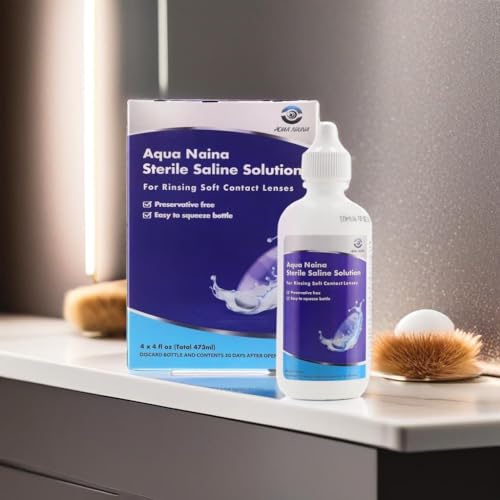 Oculus Curae Aqua Naina Saline Solution – Preservative-Free Sterile Rinse for Soft, Hard & Gas Permeable Contact Lenses – Unisol 4 Alternative – Travel-Friendly –12 x 4 fl Oz Bottles - size: 4 Fl Oz (Pack of 12)