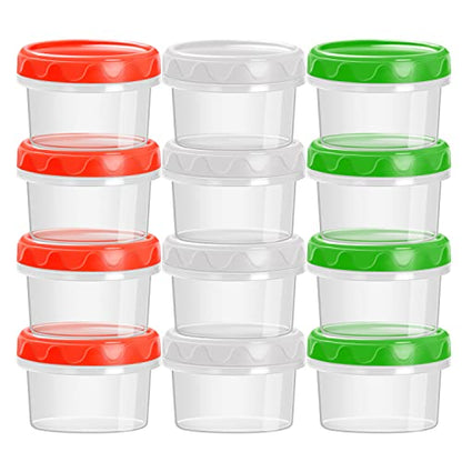 EONJOE 2oz Airtight Small Plastic Food Storage Containers with Lids, 12pcs | Dishwasher safe ,BPA free,Reusable,Round jars ,Perfect for salad dressing sauce condiments lunch to go - size: 2oz