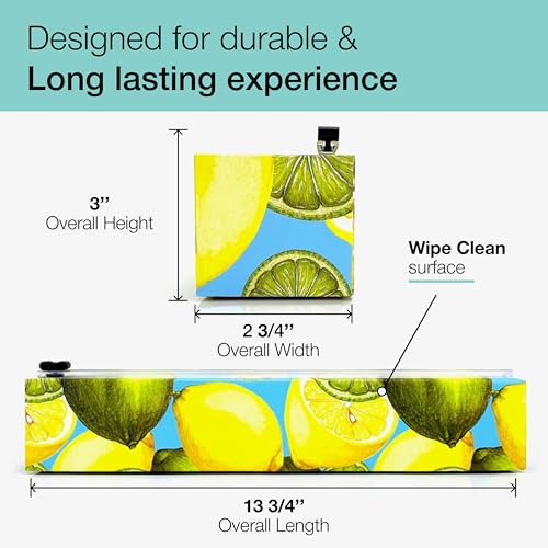 Chicwrap Lemon Refillable Plastic Wrap Dispenser - Includes One 12" x 250' Roll of Professional Grade Plastic Wrap - BPA Free and Kosher Certified - Reusable Dispenser w/Slide Cutter - style: Lemons