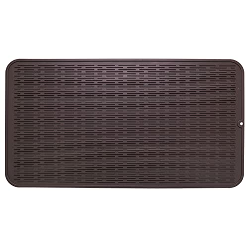 MicoYang Silicone Dish Drying Mat for Multiple Usage,Easy clean,Eco-friendly,Heat-resistant Silicone Mat for Kitchen Counter or Sink,Refrigerator or Drawer Liner Coffee 4XL 32 inches x 18 inches - color: Coffee, size: 32"L x 18"W