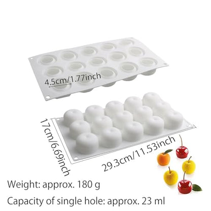 OCPO KITCHEN Apple Silicone Mold for Baking Mousse Cake, Candy, Chocolate, French Fruit Dessert, Pastry, Cupcake, Ice Cream, Pudding, Cake Decoration Mold, 3D Apple Shape (15-Cavity) - style: Apple (15-Cavity)