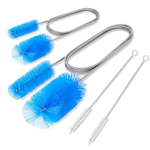 SARDVISA Flexible Long Drain Brush Tool with Large Double Elastic Nylon Ends, Stainless Steel Tube Cleaner Brush for Kitchen, Sink, Drain Pipe, and Long Pipe Cleaning, 2 Straw Cleaning Brushes - size: Large clean brush