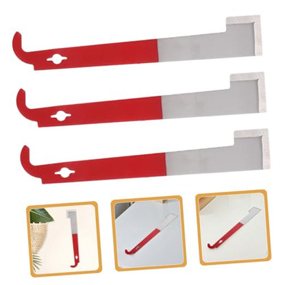 Abaodam 3pcs Stainless Steel J Shaped Hive Tool Essential Frame Lifter and Scraper Equipment for Beekeepers Durable Bee Hive Frame Maintenance Tool