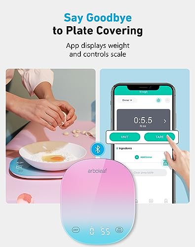 arboleaf Food Scale Rechargeable, Food Scales Digital Weight Grams and oz, Kitchen Scales Digital Weight, Smart Baking Measuring Food Scales for Kitchen Gift, Weight Loss, 0.1oz/0.5g, 22lbs/10kg - color: Colour