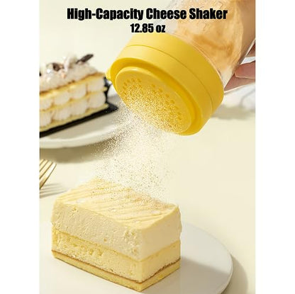 12-Ounce Glass Parmesan Cheese Shaker with Airtight Lid - Anti-Clogging Dispenser for Grated Cheese, Sugar, Matcha & Spices