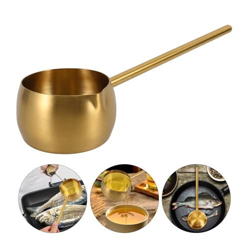 Hemoton Stainless Steel Oil Spoon 11 Inch Long Handle Mini Ladle for Precise Oil Pouring and Cooking 304 Steel Kitchen Utensil - size: 26.90X8.60X8.50CM