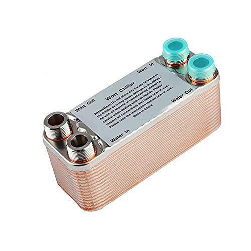 AIZYR 20/30/40 Plates Heat Exchanger Wort Chiller, Stainless Steel Beer Wort Chiller Cooler with Copper Homebrew Beer Cooler Tools,40 Plates - color: 40 Plates