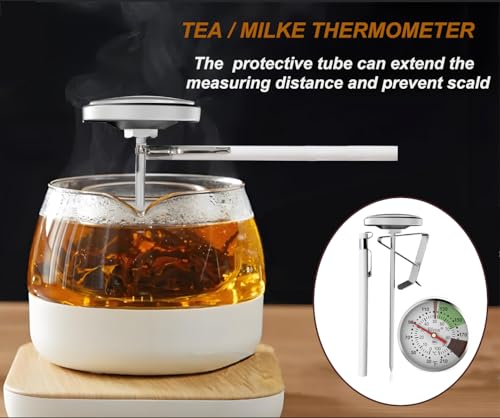 Instant Read Coffee Milk Frothing Thermometer with1.75 inch Dial 5 inch Probe Clip,Best Instant Read Food for The Coffee Drinks,Chocolate Milk Foam