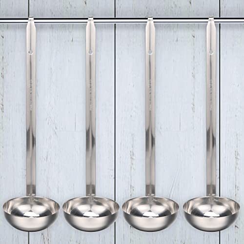 Cunhill 5 Pcs Soup Ladles Stainless Steel Serving Ladles with Long Handle for Serving, Cooking, Stirring, Portioning Kitchen Restaurant Accessories(5 oz) - size: 5 oz