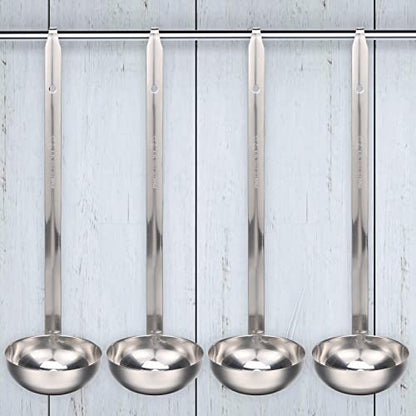 Cunhill 5 Pcs Soup Ladles Stainless Steel Serving Ladles with Long Handle for Serving, Cooking, Stirring, Portioning Kitchen Restaurant Accessories(5 oz) - size: 5 oz