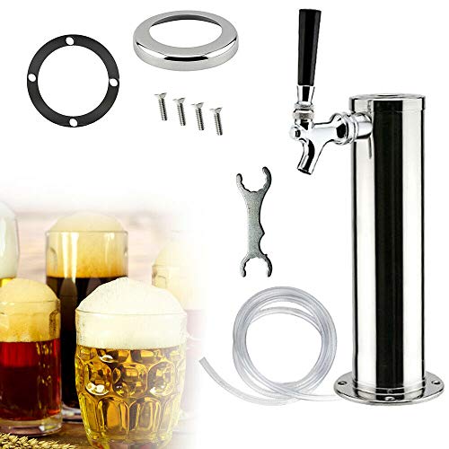 3" Draft Beer Tower Faucet Dispenser 1 Tap, Stainless Steel Beer Tap Chrome GDAE10 Taps Keg Faucets Durable Beer Line Assemble Accessory for Home Brewing Bar