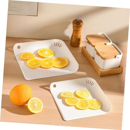 SOLUSTRE Draining Kitchen Board Plastic Dough Board Anti-skid Cutting Board White Kitchen Cutting Boards