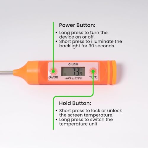Candy & Meat Thermometer with Type-C Rechargeable Digital Instant Reading for Candy Making, BBQ, Deep Frying, & Liquids, 8" Long Probe,CT180-BT