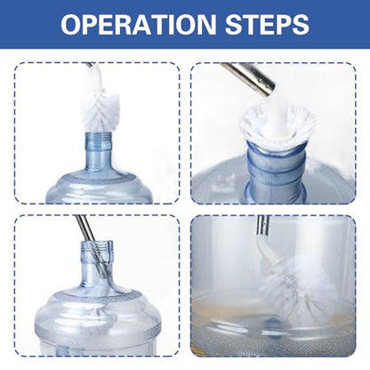 4 Pcs Water Bottle Brushes for Cleaning, 28.7'' and 25.5'' Stainless Steel Long Handle Brush for Cleaning 1 to 5 Gallon Buckets, Bendable Replaceable Head